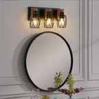 18inch Industrial Vintage 3-Light Wall Sconce - Black Cage Wall Lighti