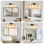 31 Modern 4-Light Vanity Wall Sconce - Black And Gold Bathroom Light F