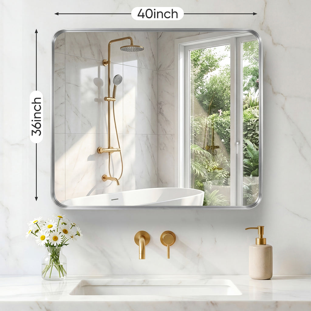 Wall Mirror With Rectangular Metal Frame