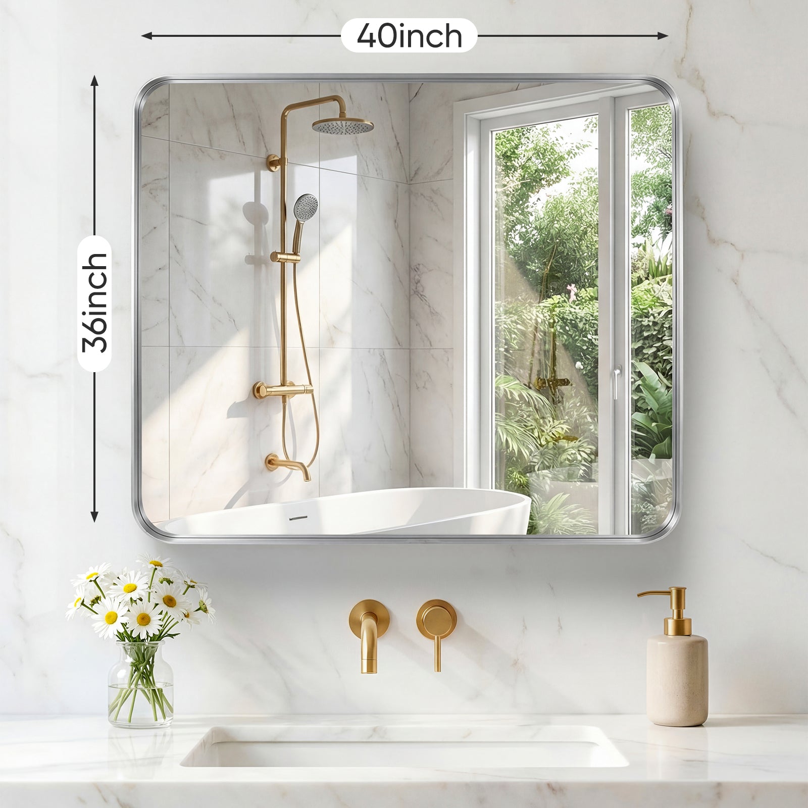 Wall Mirror With Rectangular Metal Frame