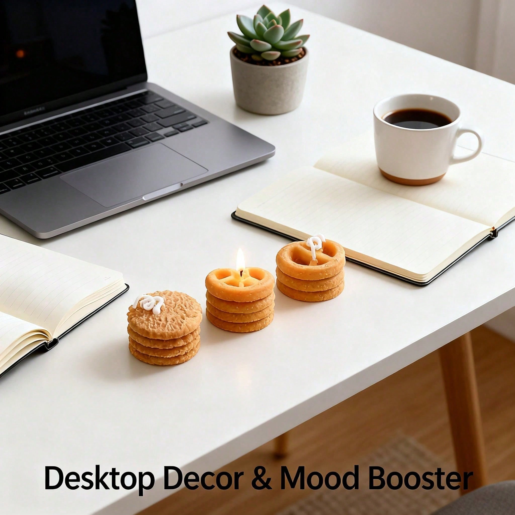 Cookie Shape Scented Candle Set 4PCS Coffee & Milk Aroma For Home Deco