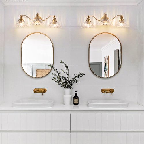 24 Inch 3-Light Vintage Bathroom Wall Sconce - Elegant Golden Metal An