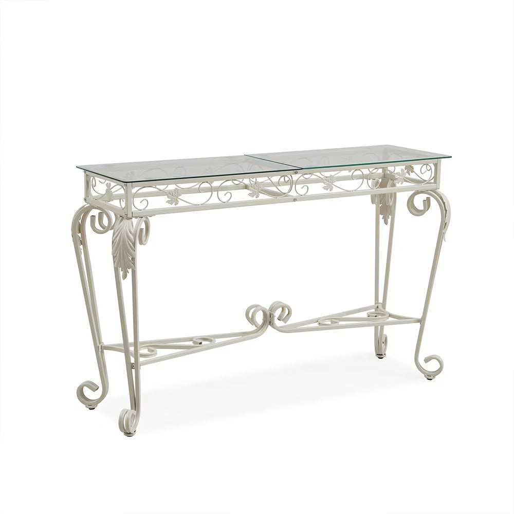 Tempered Glass Console Table White | Two-Tier Design