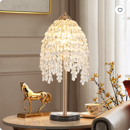19 Inch Height Elegant Crystal Table Lamp Vintage Waterfall Design Wit