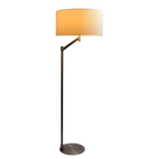 Serene Brushed Nickel Floor Lamp With Rotary Metal Base White Linen Sh