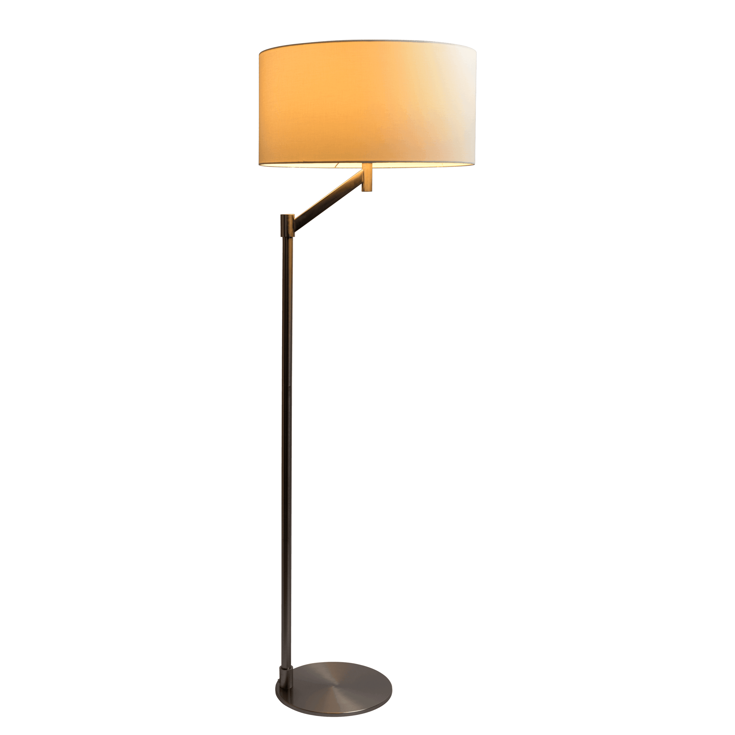 Serene Brushed Nickel Floor Lamp With Rotary Metal Base White Linen Sh