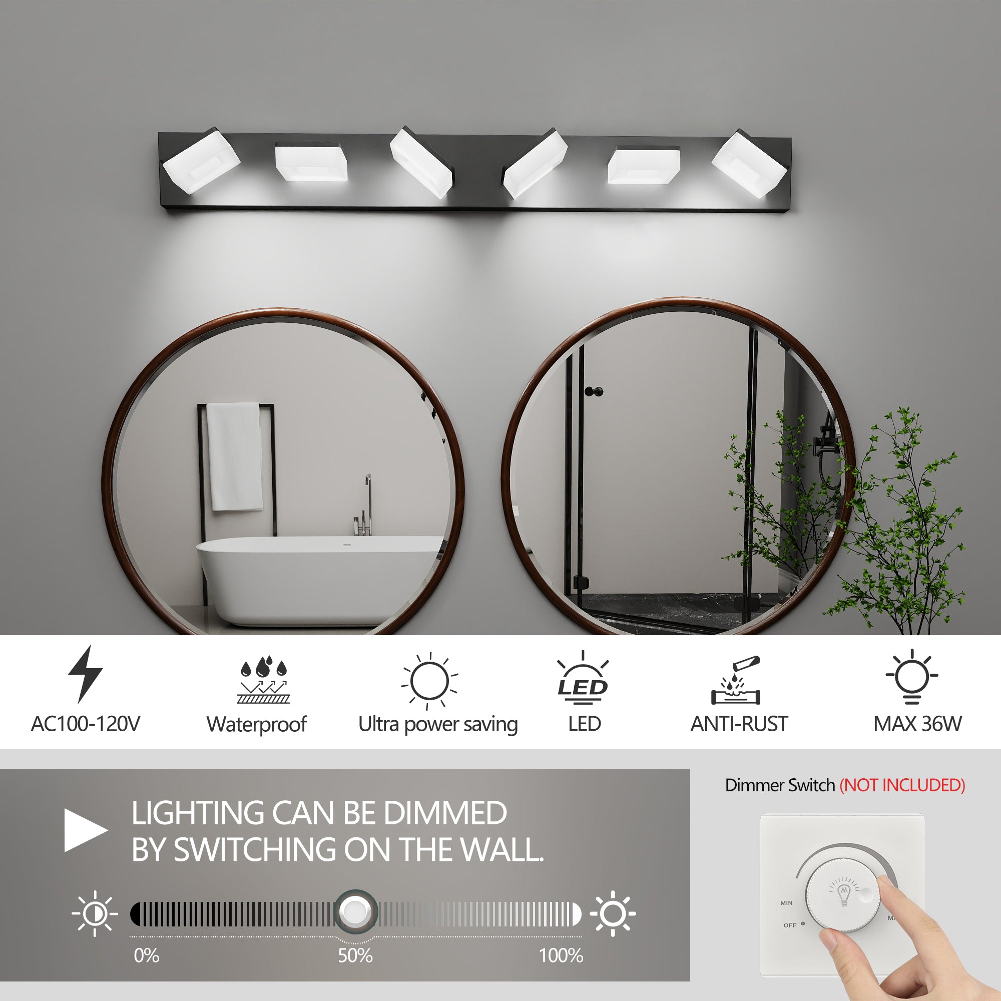 LED Modern Bathroom Vanity Light Fixtures 6-Light