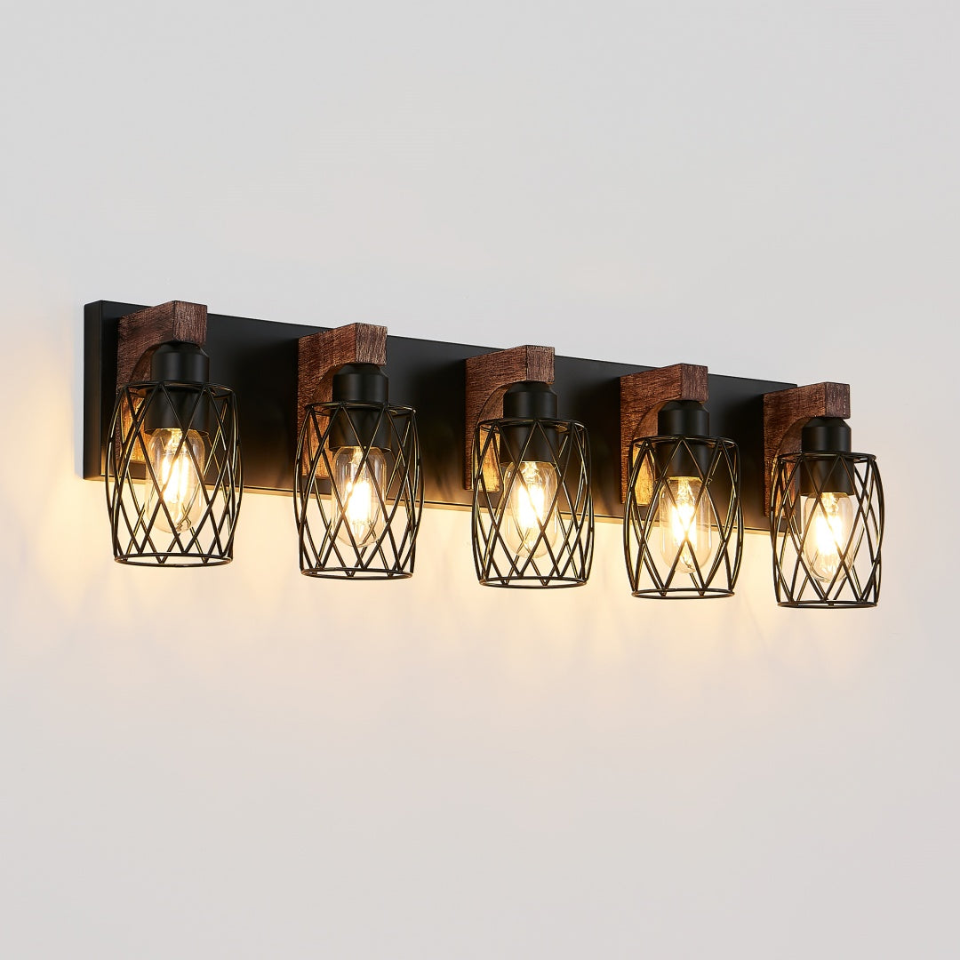 31 Industrial Vintage 5-Light Wall Sconce - Black Cage Wall Lighting F