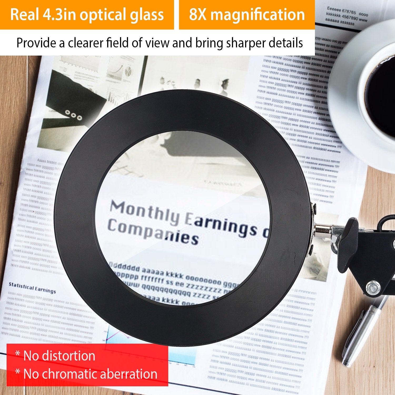 1Pack 2 In 1 LED Magnifier Desk Lamp 8x Magnifying Glass With Light Sw