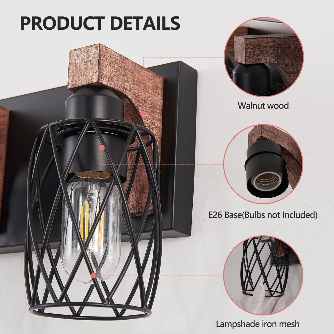 24 Industrial Vintage 4-Light Wall Sconce - Black Cage Wall Lighting F