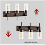 3-Light Matte Black Wood Color Bathroom Light Fixtures