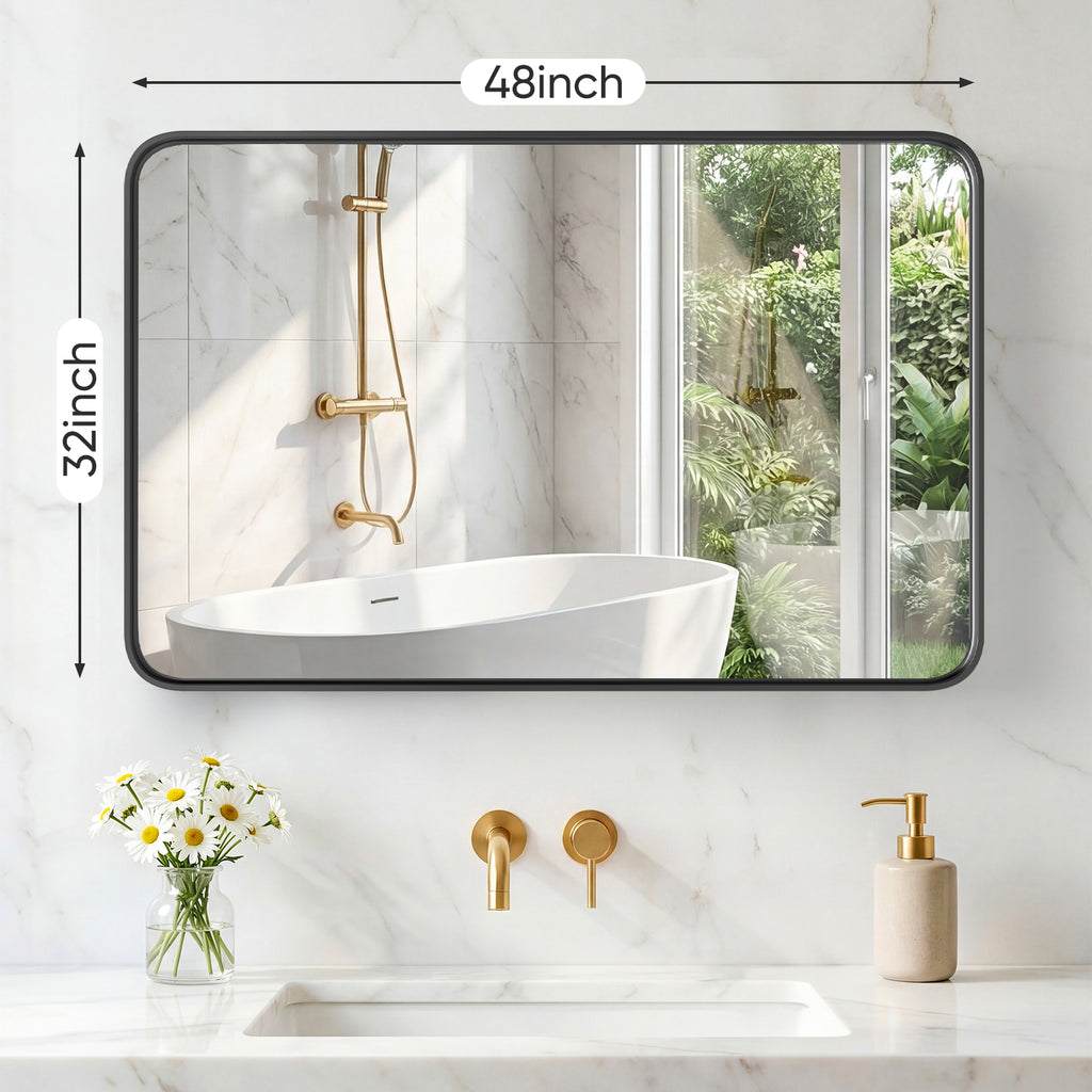 Wall Mirror With Rectangular Metal Frame