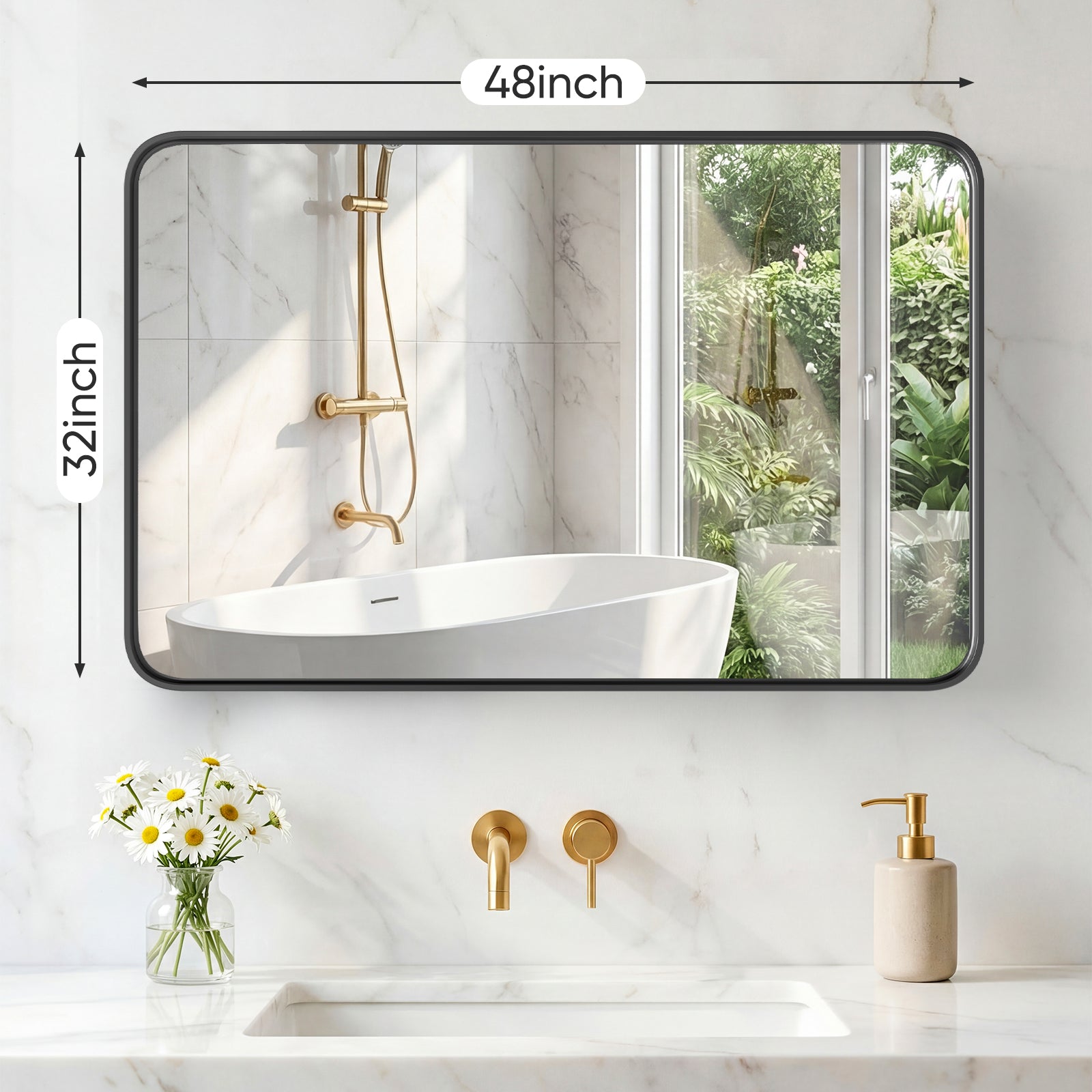 Wall Mirror With Rectangular Metal Frame