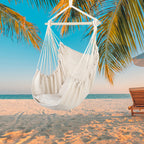 Beige Pillow Hanging Chair Polyester Cotton Belt 2pcs Pillow