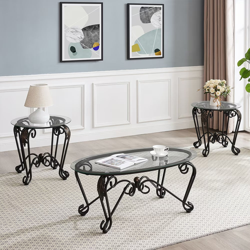 Tempered Glass Coffee Table Set | 2-Layer Design