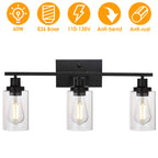 1Pc 3-Light Wall Sconce Lighting With Clear Glass Shade Bathroom Vanit