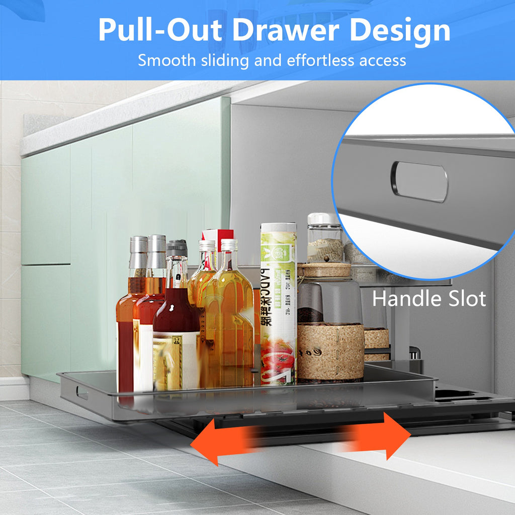 1Pc 2Tier Pull Out Under Sink Organizer Cabinet Organizer With Sliding