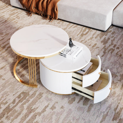Gold White Nesting Tables | Round Design