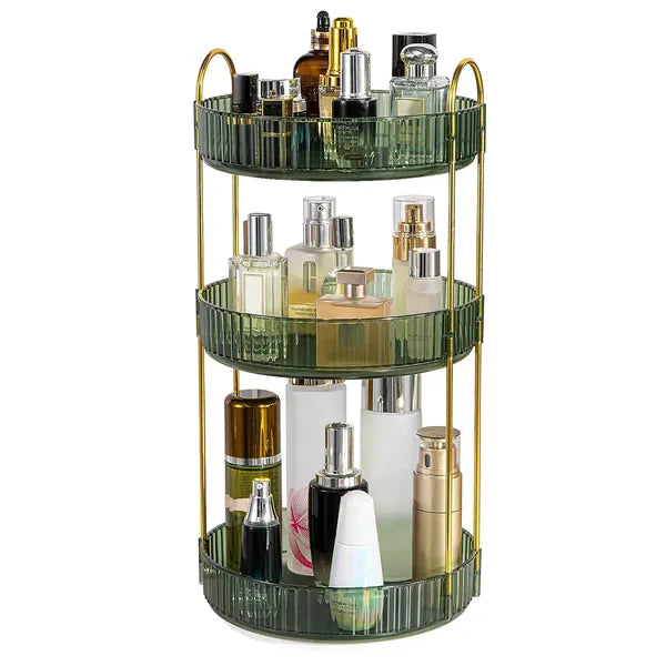 3 Tier Rotating Makeup Organizer 360° Spinning Perfume Cosmetic Storag