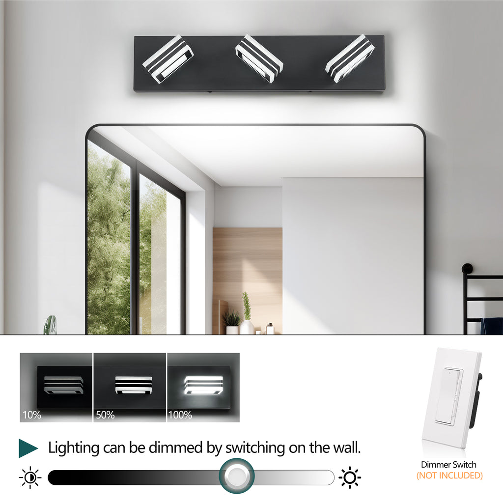 Matte Black Vanity Light Fixtures 3 Lights Up And Down LED Modern Bath