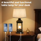 20.5in Black Farmhouse Bedside Table Lamp For Living Room