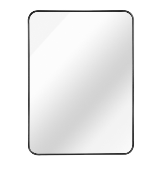 22x30 Inch Silver Metal Framed Rectangular Bathrrom Mirror For Wall.