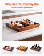 Serving Tray 17x12.2 Inch Acacia Food Serving Table Laptop Desk With H