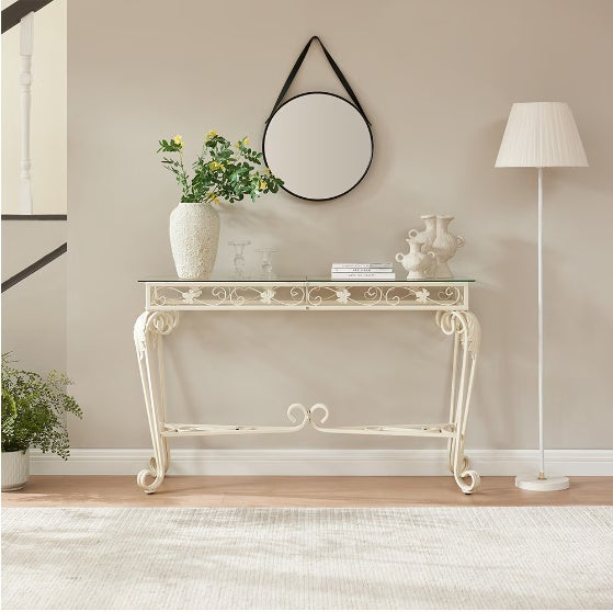 Modern Glass Console Table | 2-Tier Structure