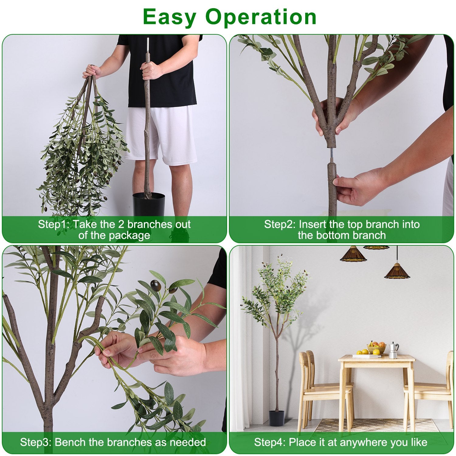 1Pc 5.9FT Artificial Olive Tree Tall Fake Olive Plant Faux Potted Oliv