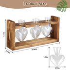 1Pc Plant Terrarium Propagation Station With 3 Heart Shaped Vases Wood