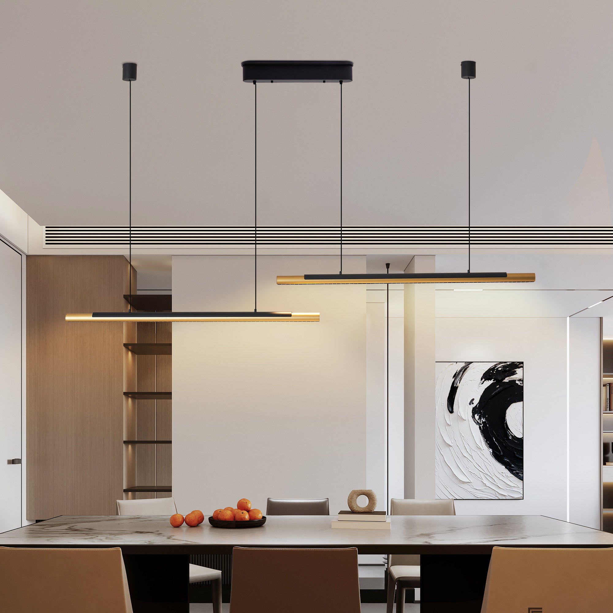 75-inch Modern Black And Gold LED Pendant Light