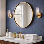 Jardin Single Light Wall Sconce With Clear Ribbed Glass - Satin Brass