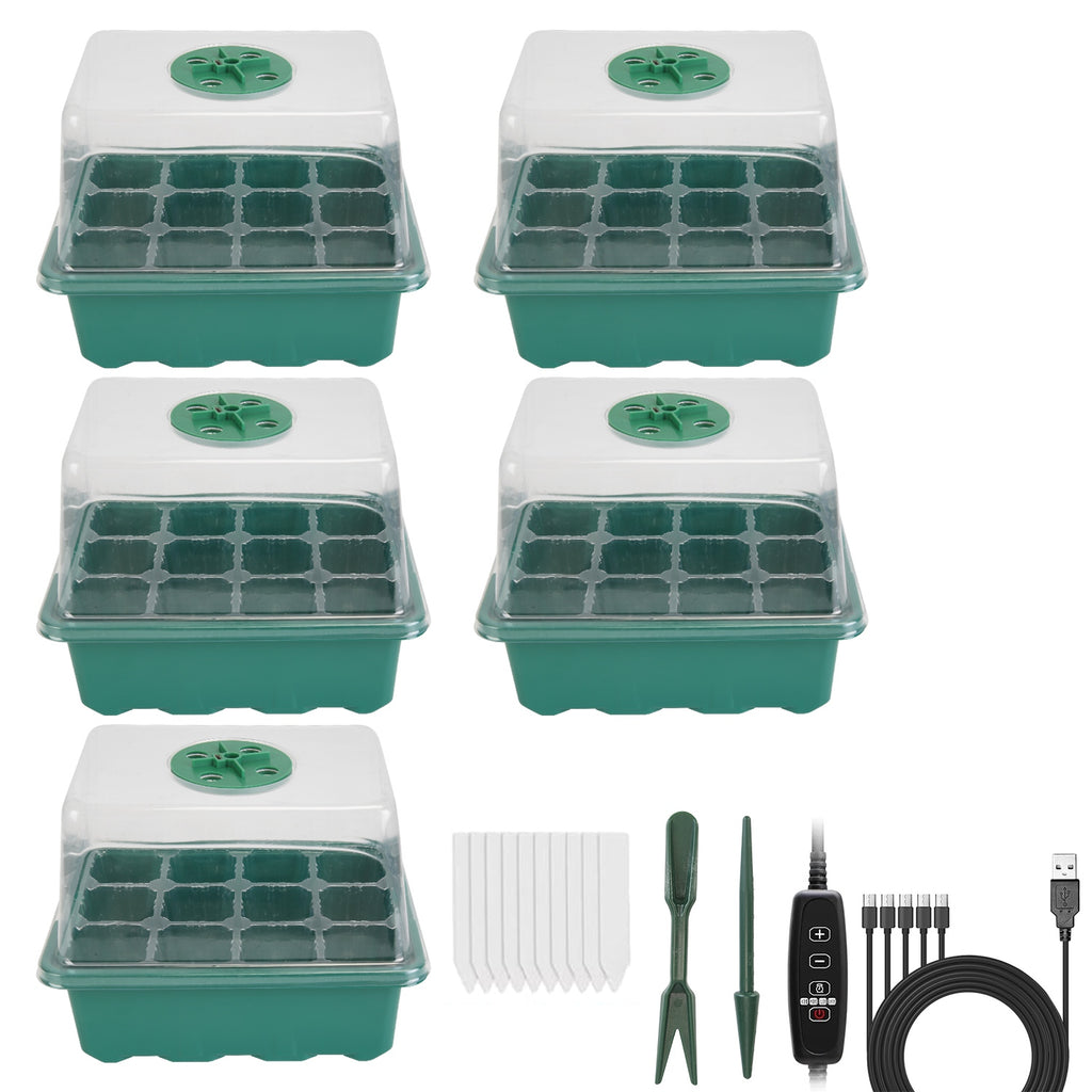 5Packs Seed Starter Tray For Spring Gardening With Grow Light Humidity