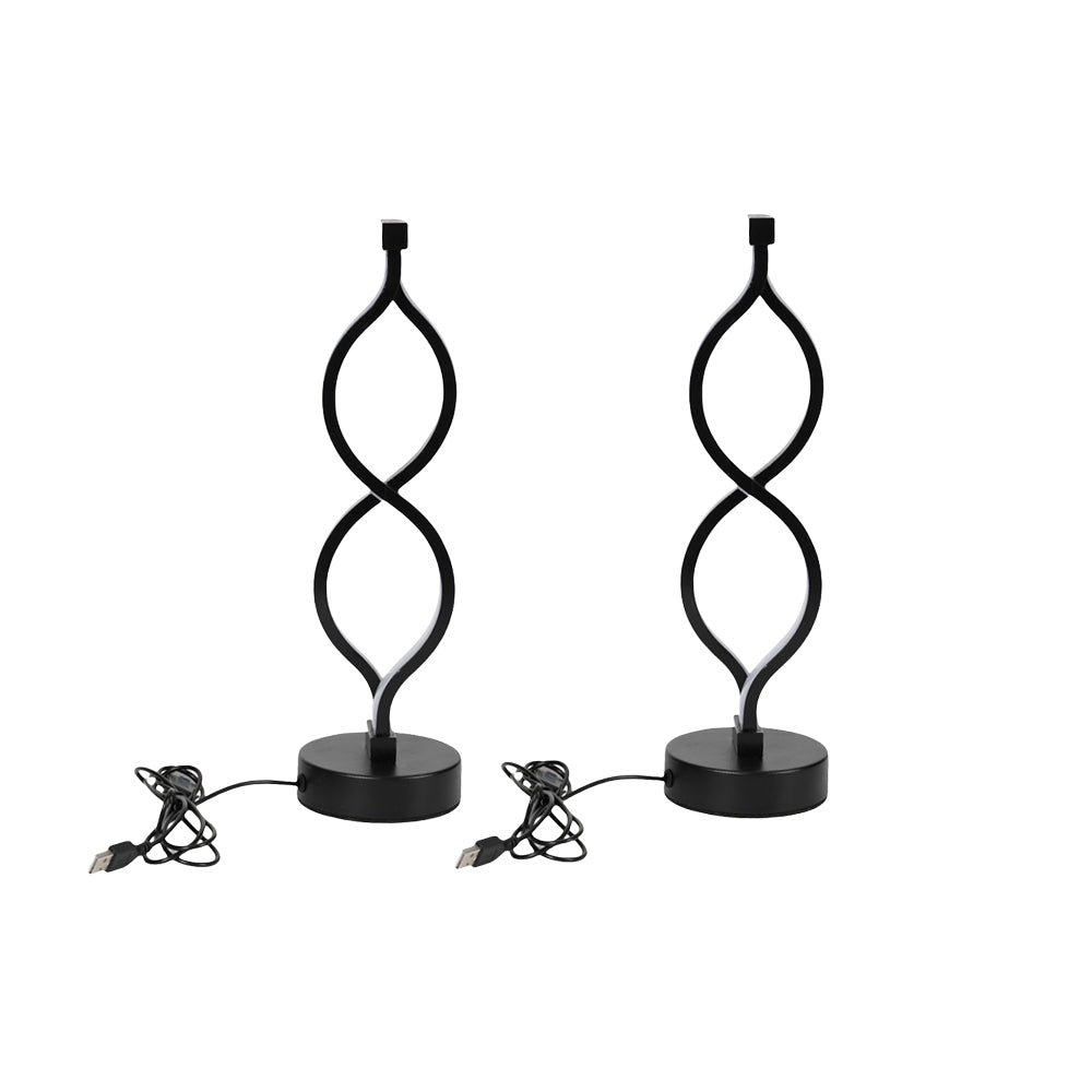 2Pcs Modern Wave-Shaped USB Desk Lamp With 3-Color Dimmable Lighting F