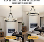 Black Farmhouse  Chandelier | Wagon Wheel Design