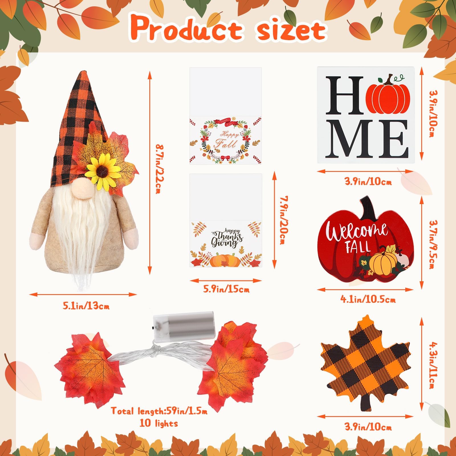 Fall Gnome Tiered Tray Decorations Set Farmhouse Pumpkin Decor Autumn