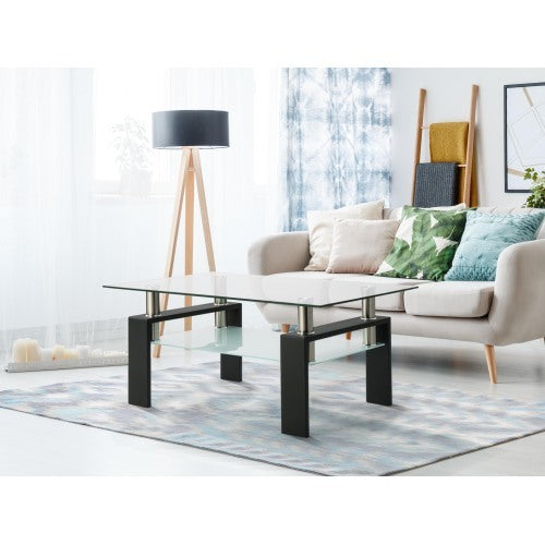 Rectangular Glass Coffee Table | 2-Layer Structure
