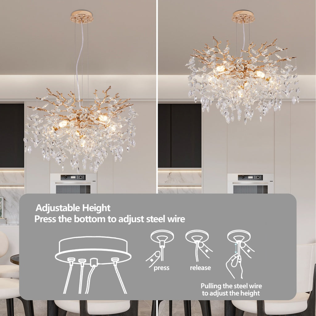 Modern Tree Branch Crystal Chandelier Luxury Gold Crystal Pendant Ligh