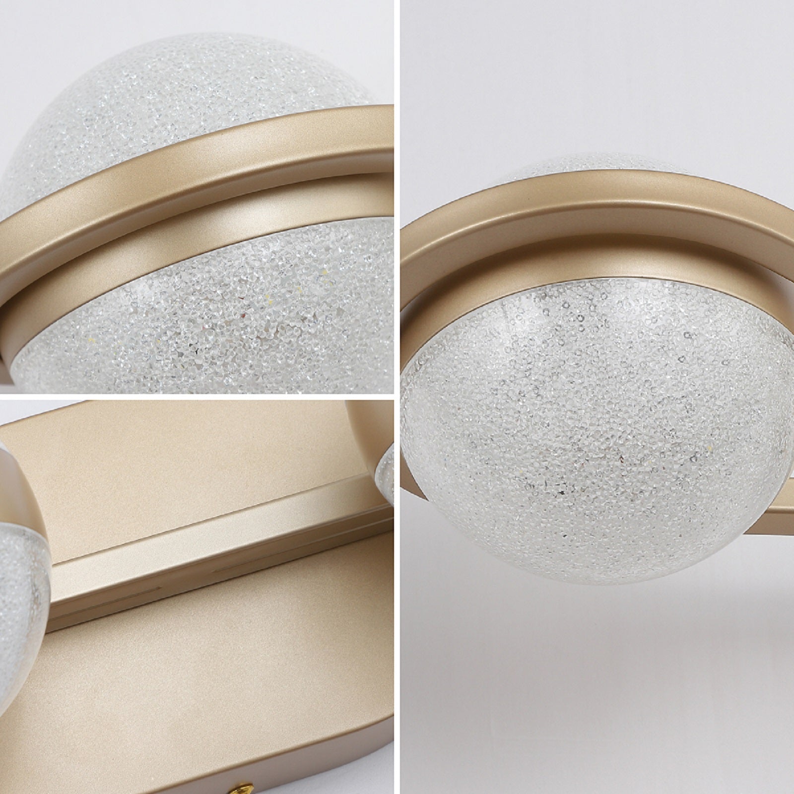 28in Golden Minimalist LED Bathroom Vanity Light With Crystal Sand Acr