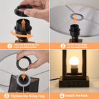 20.5in Black Gold Farmhouse Bedside Table Lamp