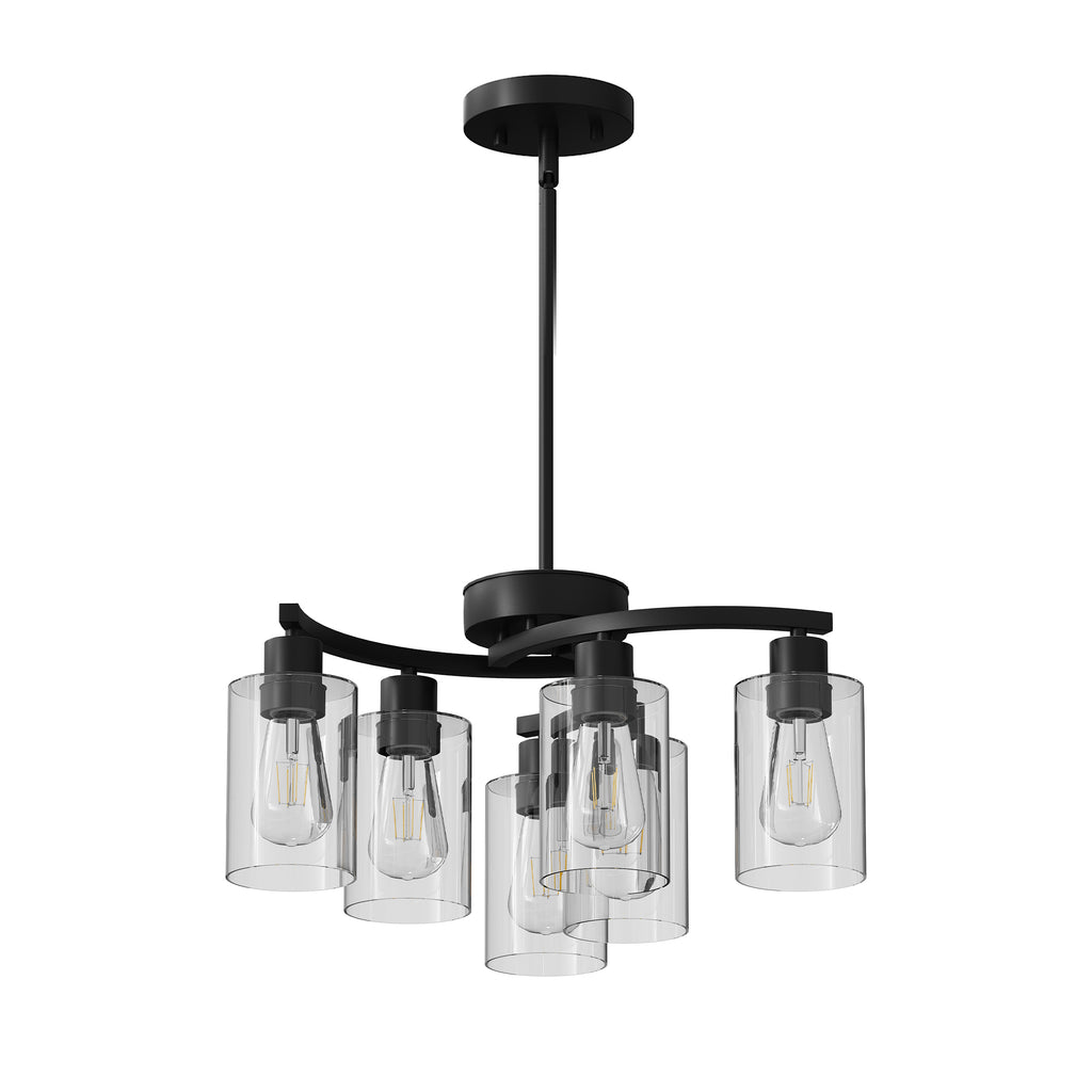 Modern Farmhouse Chandelier, 6-Light Matte Black
