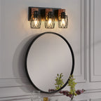 18 Industrial Vintage 3-Light Wall Sconce - Black Cage Wall Lighting F
