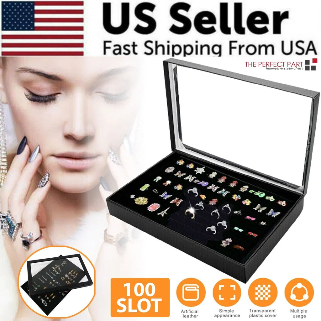 Slots Jewelry Ring Display Organizer Tray Holder Earrings Storage Box