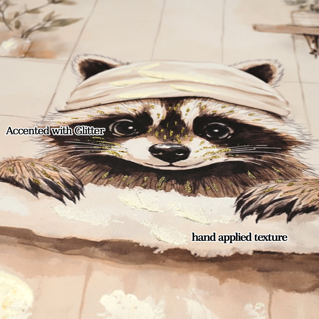Raccoon Bathroom Canvas Wall Art Raccoon In Bathtub Painting Funny Ani