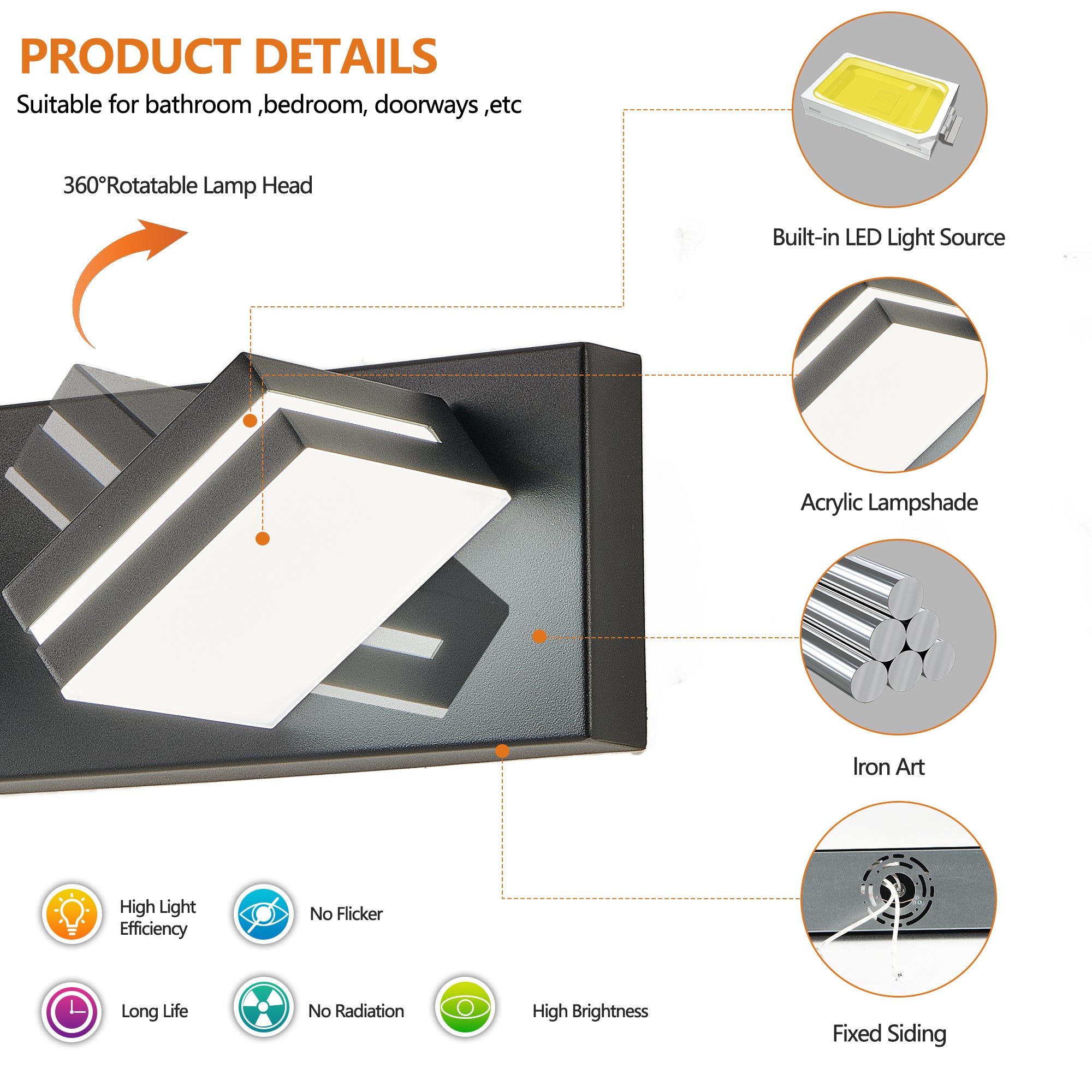 Modern Black LED Vanity Light