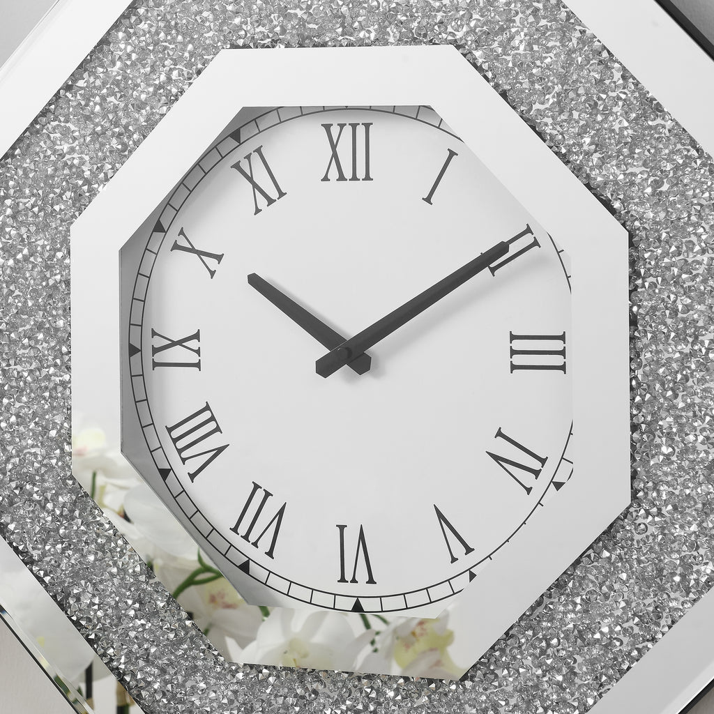Octagonal Mirror Wall Clocks And Artificial Gemstone Wall Clocks