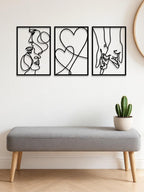 3 Piece Romantic Metal Wall Art Set Minimalist Couple Silhouette For L
