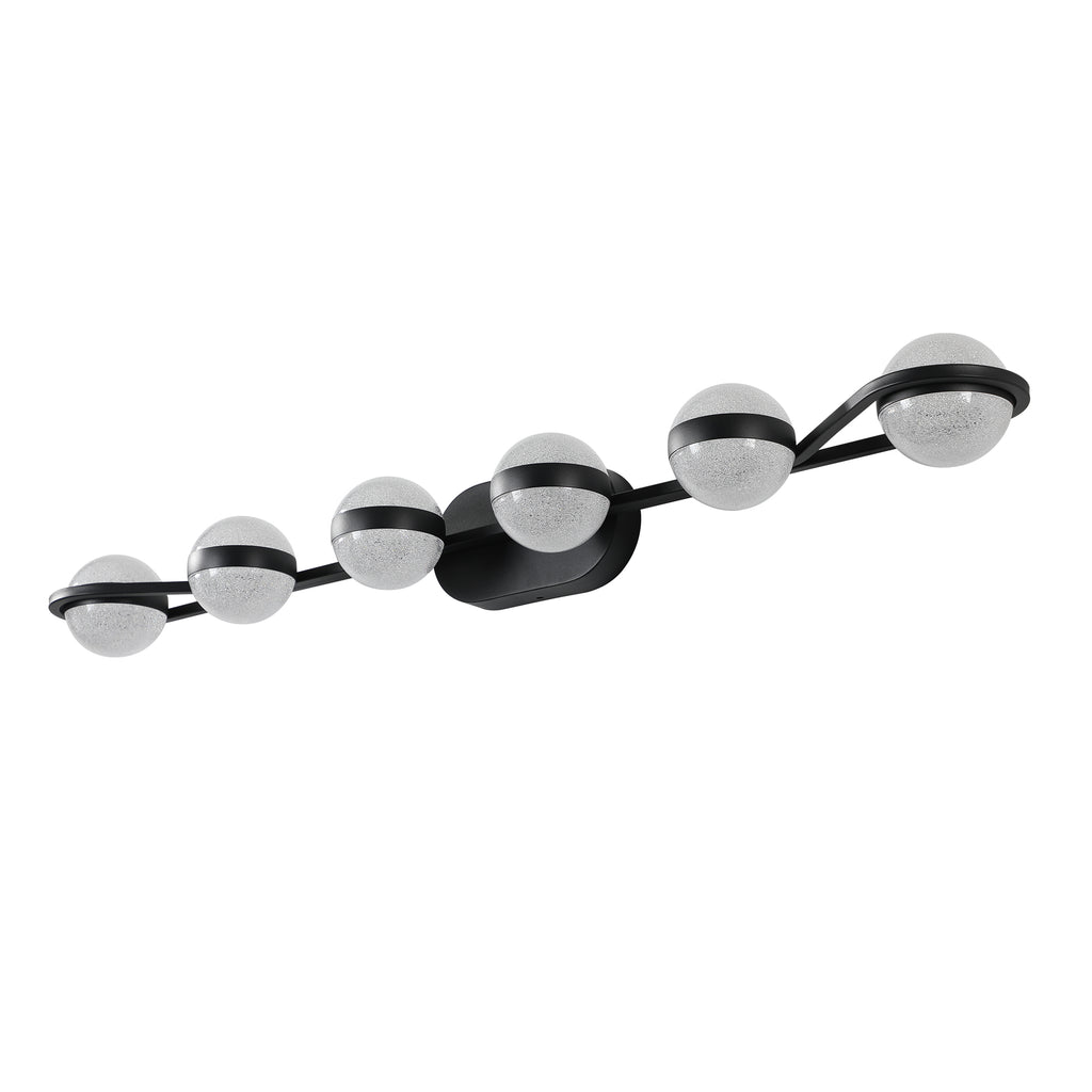 43in Black Minimalist LED Bathroom Vanity Light With Crystal Sand Acry