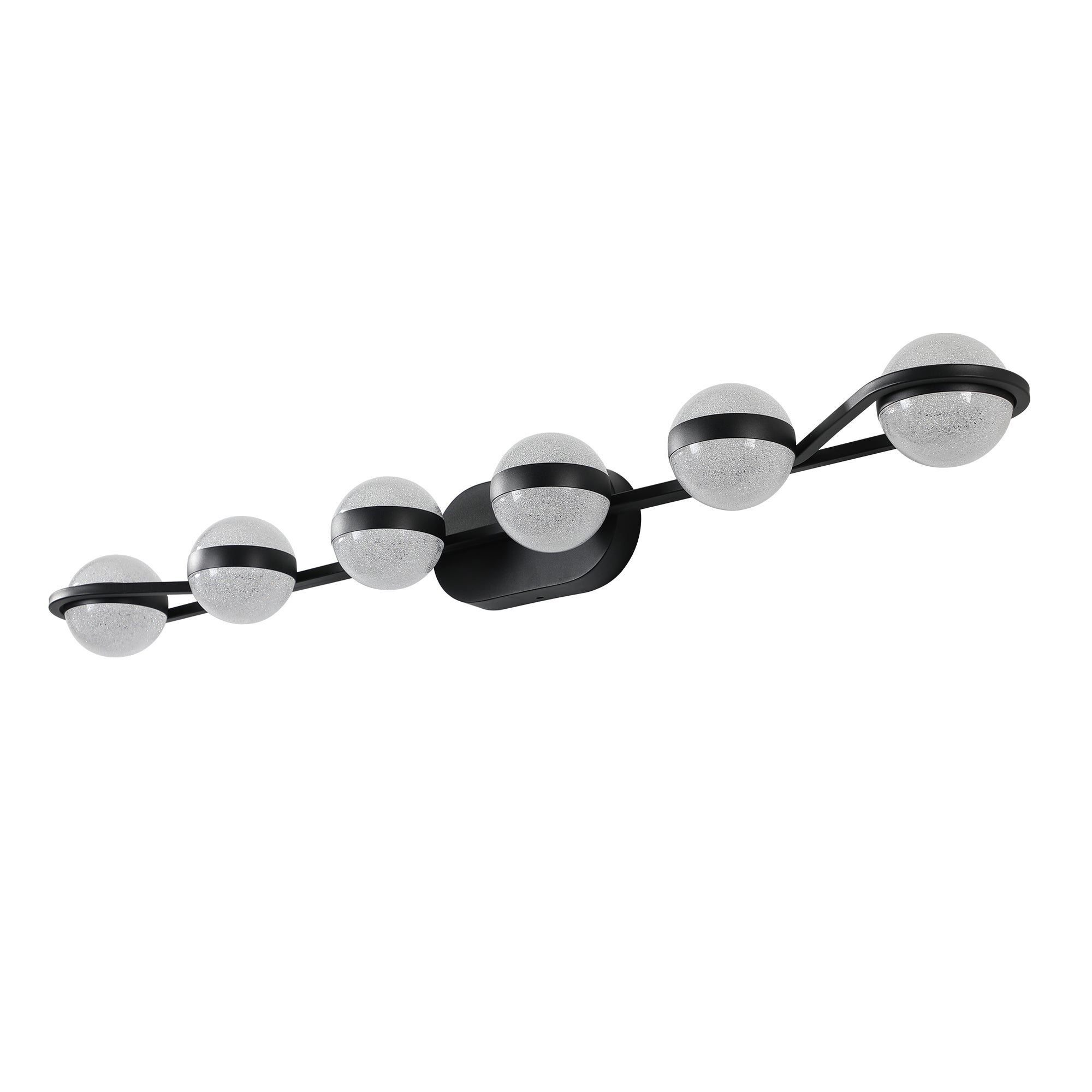 43in Black Minimalist LED Bathroom Vanity Light With Crystal Sand Acry