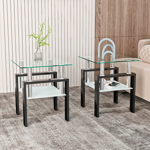Modern Glass Coffee Table Set | Square Design